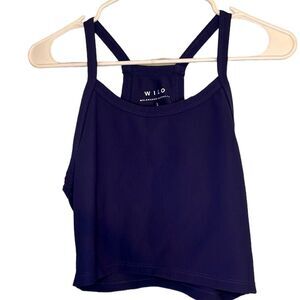 womens wilo blue cropped ribbed activewear tank top running activewear athletic